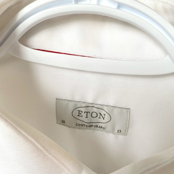 ETON Contemporary Fit Mens Long Sleeve Dress Shirt, French Cuffs Size 15 White - Picture 4 of 4